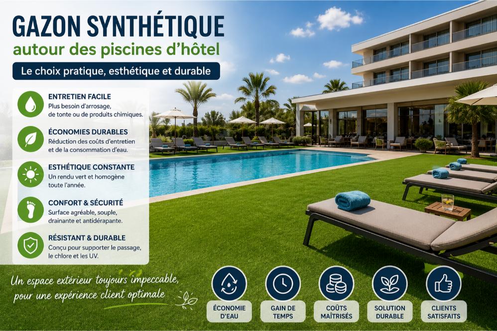 gazon synthetique hotel piscine